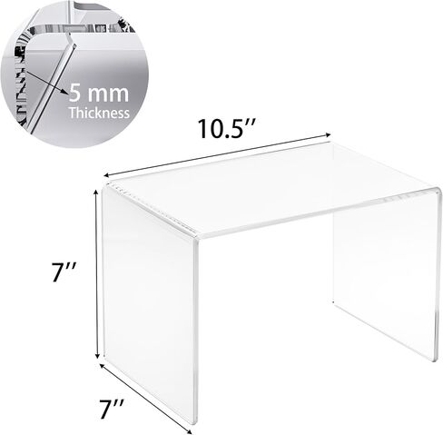 CLAY TONIC 2-Pack Large Clear 5mm Thick Acrylic Display Risers for Kitchen Organizer and Storage,Display Food, Pantry Cabinet Shelf, Retail Display (2, 10.5x7x7 Inch) in Kuwait