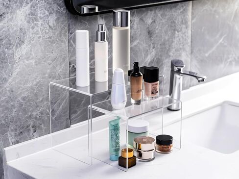 CLAY TONIC 2-Pack Large Clear 5mm Thick Acrylic Display Risers for Kitchen Organizer and Storage,Display Food, Pantry Cabinet Shelf, Retail Display (2, 10.5x7x7 Inch) in Kuwait
