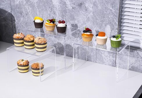 CLAY TONIC 2-Pack Large Clear 5mm Thick Acrylic Display Risers for Kitchen Organizer and Storage,Display Food, Pantry Cabinet Shelf, Retail Display (2, 10.5x7x7 Inch) in Kuwait