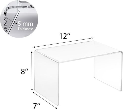 CLAY TONIC 2-Pack Large Clear 5mm Thick Acrylic Display Risers for Kitchen Organizer and Storage,Display Food, Pantry Cabinet Shelf, Retail Display (2, 10.5x7x7 Inch) in Kuwait