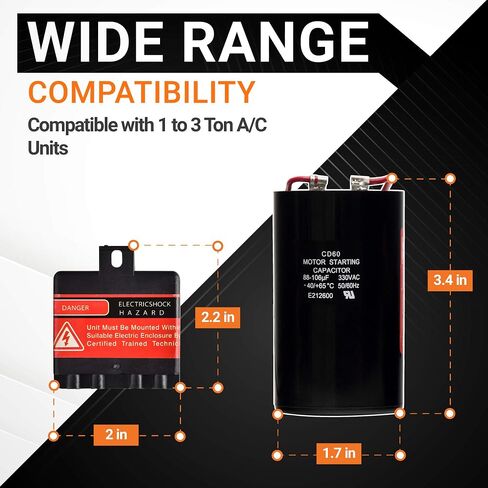 BlueStars Premium 5-2-1 CSR-U1 Hard Start Capacitor Kit for 1- to 3-ton AC Units in Saudi Arabia