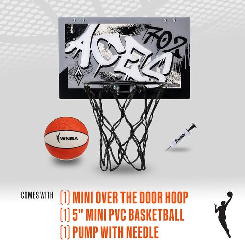 Franklin Sports WNBA Team Over The Door Basketball Hoops - Kids Indoor Mini Basketball Hoop + Ball Set - WNBA Fan Mini Hoops in Kuwait