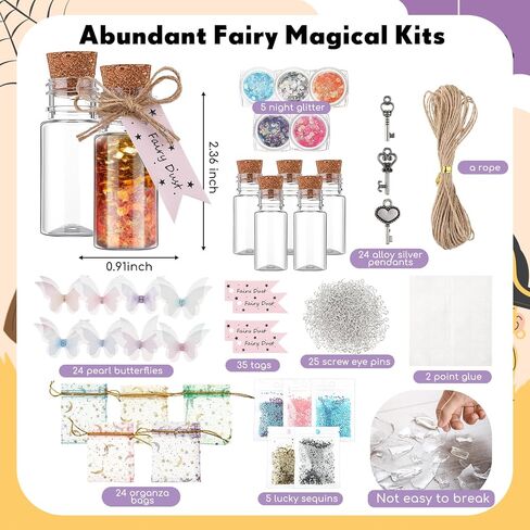 Jinei 174 Pieces Fairy Magic Potions Kit with 24 Magic Witch Potion Bottles Fairy Wing DIY Magic Fairy Potion Making Kit for Fairy Theme Birthday Decorations Creative Gift Filling Supplies in Saudi Arabia