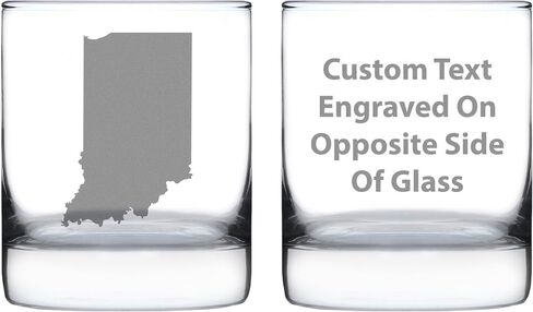 Indiana State Outline Whiskey Rocks Glass - State Themed Drinking Decor and Gifts for Hoosier Women & Men - 10.25 Oz Whisky Tumbler Glasses in Kuwait