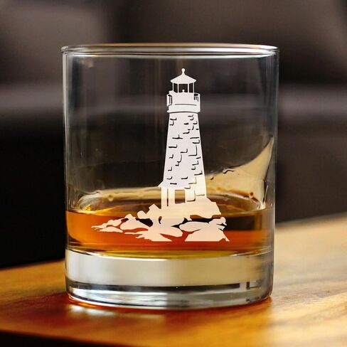 Lighthouse Whiskey Rocks Glass - Nautical Themed Decor and Gifts for Beach Lovers - 10.25 Oz Glasses in Saudi Arabia