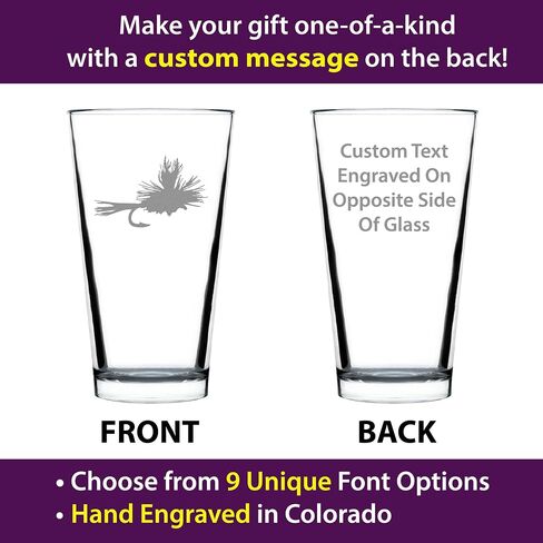 Fly Fishing Pint Glass for Beer - Unique Flyfishing Themed Gifts for Fishermen - 16 oz Glasses in Saudi Arabia