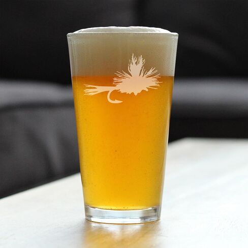 Fly Fishing Pint Glass for Beer - Unique Flyfishing Themed Gifts for Fishermen - 16 oz Glasses in Saudi Arabia
