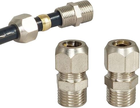 1pcs 1/8 "" 1/4 "" 3/8 "" 1/2 "Thread 4 6 8 10 12 14 16mm tube brass adapter compression forting tube compression (12mm ، 1/4") in Kuwait