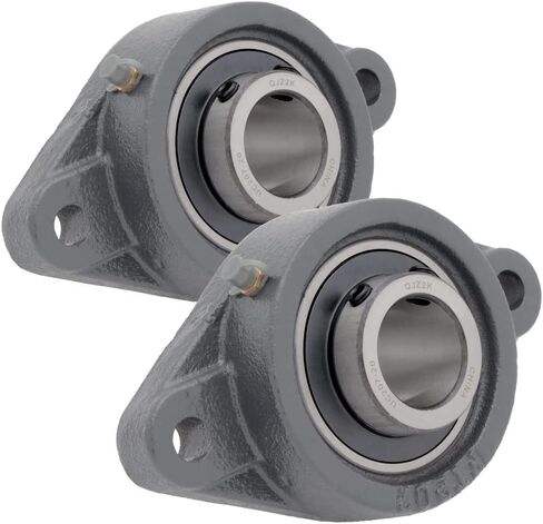 [2-pack] UCFT207-20-2-Bolt Flange-Mount Ball Unit ، إدراج محمل UC207-20 ، الإسكان الحديد الزهر FT207 ، عمود التجويف 1-1/4 في (31.75 مم) ، وضع قفل المسمار ، 6-1/8 في (155.575 مم) طول طول in Saudi Arabia
