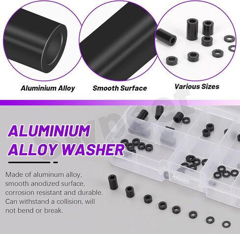 Swpeet 65Pcs 8 Sizes M3 Aluminum Spacer Assortment Kit, 3.1×6mm(ID×OD) Silver Aluminum Standoff Column Spacer, Round Spacer Unthreaded Standoff Bushing Plain Finish, Length 0.5/1/1.5/2/2.5/3/6/10mm in Saudi Arabia