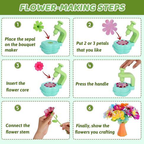 REFTTENW FLOWER CARPHS KIT TOYS للفتيات اللواتي يلهمن الإبداع والخيال ، طقم صنع أزهار DIY التعليمي للأطفال ، 4 5 6 7 8 9 سنوات هدايا عيد ميلاد ، بناء باقات الزهور الخاصة بك in Kuwait