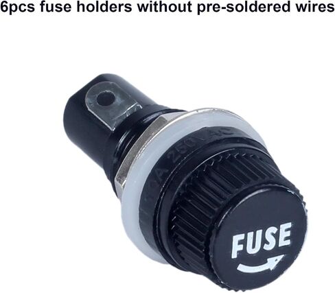 6 Pcs Panel Mounted Fuse Holder 5x20mm 250VAC 10A/125VAC 15A Black Screw Cap Fuse Holder, and 12Pcs(10A+15A) Fast Blowing Glass Tube fuses in Kuwait