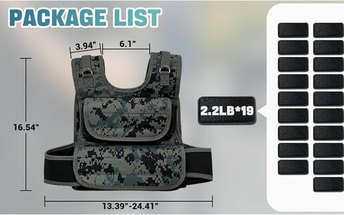 Adjustable Weighted Vests for Men, 44LB Adjustable Weight Vest with 19 Cast Iron Weights for Strength Training in Saudi Arabia