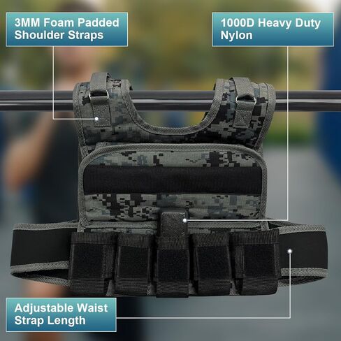 Adjustable Weighted Vests for Men, 44LB Adjustable Weight Vest with 19 Cast Iron Weights for Strength Training in Saudi Arabia