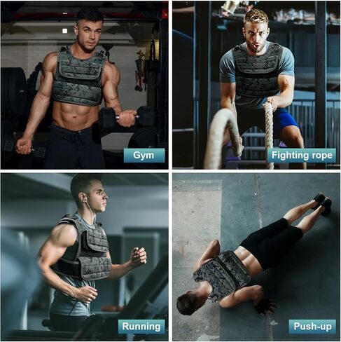 Adjustable Weighted Vests for Men, 44LB Adjustable Weight Vest with 19 Cast Iron Weights for Strength Training in Saudi Arabia
