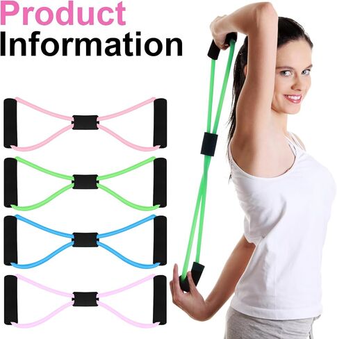 Figure 8 Shaped Resistance Bands -4-Pack Workout Bands with Handles Figure, 8 Exercise Bands for arm Shoulder Stretching, Leg Stretching, Yoga, Pilates, Home Gym Workout Equipment for Women Men in Saudi Arabia