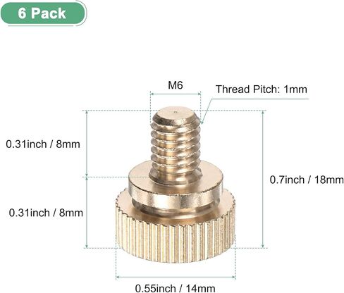 6-Pack Knurled Thumb Screws, M5x8mm Solid Brass Round Head Knobs Bolts with Shoulder Grip Fasteners for Eye Glass Screws/PC Computer, Thumbscrew Threaded Knurled Tip in Saudi Arabia