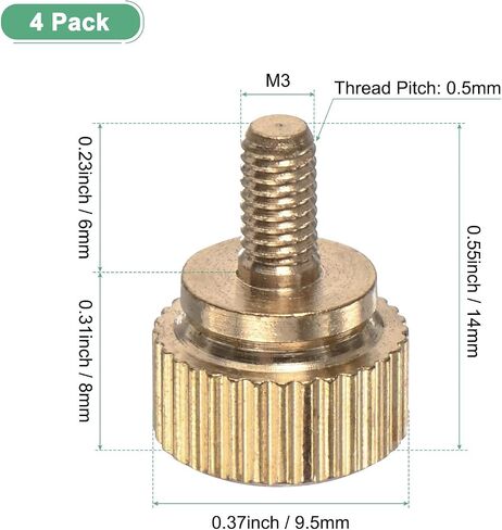 6-Pack Knurled Thumb Screws, M5x8mm Solid Brass Round Head Knobs Bolts with Shoulder Grip Fasteners for Eye Glass Screws/PC Computer, Thumbscrew Threaded Knurled Tip in Saudi Arabia