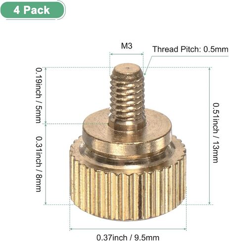 6-Pack Knurled Thumb Screws, M5x8mm Solid Brass Round Head Knobs Bolts with Shoulder Grip Fasteners for Eye Glass Screws/PC Computer, Thumbscrew Threaded Knurled Tip in Saudi Arabia