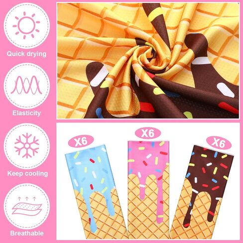 BRELING 18 PCS Ice Cream Drip Baseball Boading منشفة 40 × 12 بوصة من منشفة تبريد الآيس كريم التنفس الباردة. in Saudi Arabia