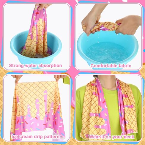 BRELING 18 PCS Ice Cream Drip Baseball Boading منشفة 40 × 12 بوصة من منشفة تبريد الآيس كريم التنفس الباردة. in Saudi Arabia
