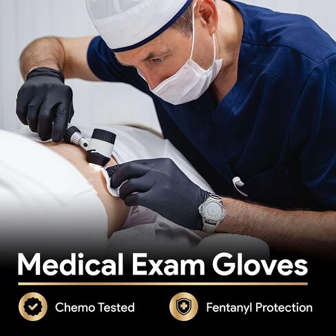 FifthPulse 6 Mil Black Nitrile Gloves, Heavy Duty Mechanic and Food Grade Glove - Powder-Free, Latex-Free Medical Exam Gloves in Kuwait
