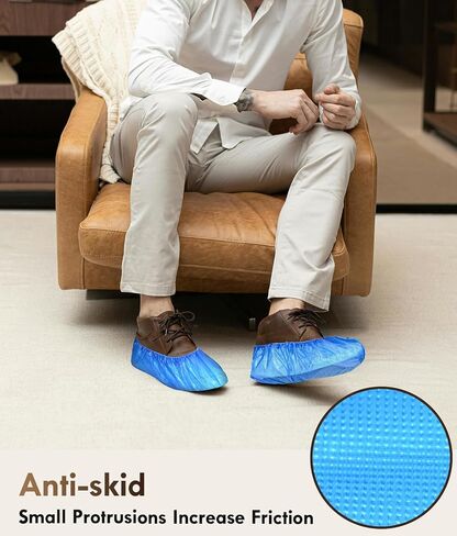 100 Pack (50Pairs) Shoe Covers Disposable Non-Slip, Waterproof Boot Covers with Compact Roll for Easy Storage, Plastic Shoe Covers for Indoor Use, Home Cleaning,Visting, One Size Fits Most in Kuwait