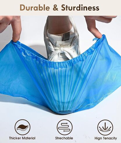 100 Pack (50Pairs) Shoe Covers Disposable Non-Slip, Waterproof Boot Covers with Compact Roll for Easy Storage, Plastic Shoe Covers for Indoor Use, Home Cleaning,Visting, One Size Fits Most in Kuwait