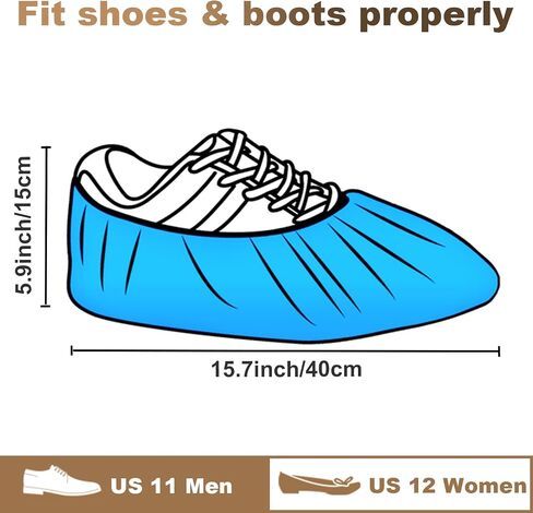 100 Pack (50Pairs) Shoe Covers Disposable Non-Slip, Waterproof Boot Covers with Compact Roll for Easy Storage, Plastic Shoe Covers for Indoor Use, Home Cleaning,Visting, One Size Fits Most in Kuwait