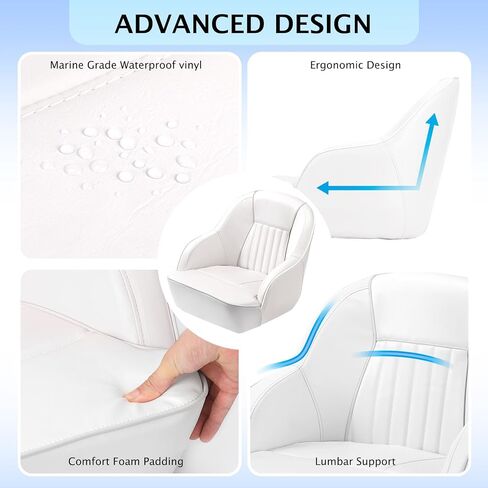 Pontoon Captain Bucket Seat With Thickened Sponge Padding, Fishing Chairs for Boats, Sightseeing, Speedboat, Canoe - 1-Piece in Saudi Arabia
