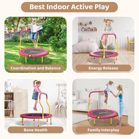 36 Inch Mini Trampoline for Kids, Indoor Outdoor Trampoline with Foam Handle, Max. Load 220 lb, Rebounder Trampoline for Toddlers, Birthday Gift for 1-6 Years Children, Boys Girls for Fun in Kuwait