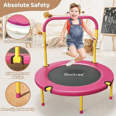 36 Inch Mini Trampoline for Kids, Indoor Outdoor Trampoline with Foam Handle, Max. Load 220 lb, Rebounder Trampoline for Toddlers, Birthday Gift for 1-6 Years Children, Boys Girls for Fun in Kuwait