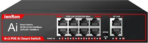 5 Port Gigabit Ethernet Switch, Unmanaged 1000Mbps Network Hub, Plug & Play, Fanless Metal Housing, Wall/Desktop Mount for Home/Office/Gaming/Streaming , Black in Saudi Arabia