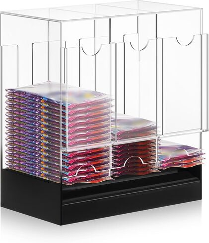 6 Slots Acrylic Booster Pack Dispenser with Black Base, Card Dispenser Storage and Organizer, for Trading Card, Booster Packs, Sports & More in Kuwait