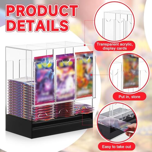 6 Slots Acrylic Booster Pack Dispenser with Black Base, Card Dispenser Storage and Organizer, for Trading Card, Booster Packs, Sports & More in Kuwait