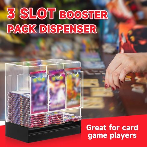 6 Slots Acrylic Booster Pack Dispenser with Black Base, Card Dispenser Storage and Organizer, for Trading Card, Booster Packs, Sports & More in Kuwait