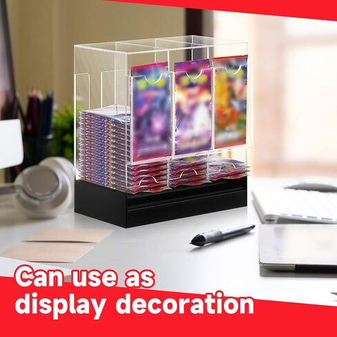 6 Slots Acrylic Booster Pack Dispenser with Black Base, Card Dispenser Storage and Organizer, for Trading Card, Booster Packs, Sports & More in Kuwait