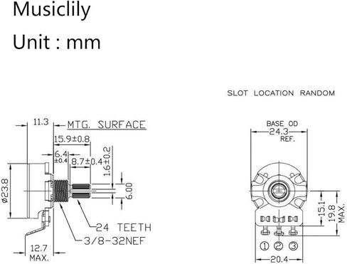 CTS 450 A250K POTS Shoft Shaft 1/4 بوصة 10 ٪ صوتية potentiometers لباس الغيتار الكهربائي (مجموعة من 2) in Kuwait