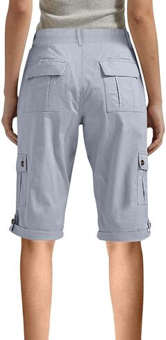 Long Shorts for Women Hiking Cargo Bermuda Shorts Lightweight Knee Length Capris for Summer Travel Hiking in Kuwait