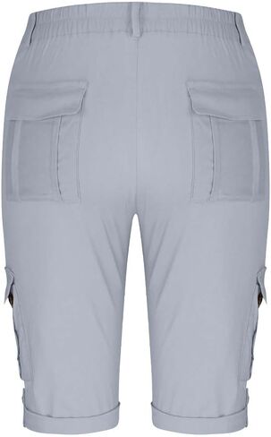 Long Shorts for Women Hiking Cargo Bermuda Shorts Lightweight Knee Length Capris for Summer Travel Hiking in Kuwait