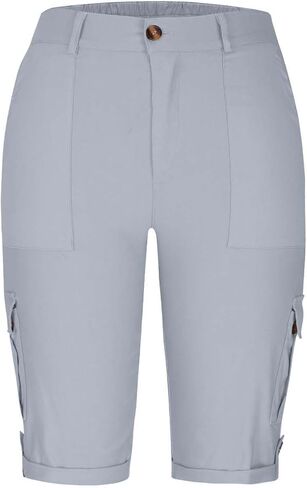 Long Shorts for Women Hiking Cargo Bermuda Shorts Lightweight Knee Length Capris for Summer Travel Hiking in Kuwait