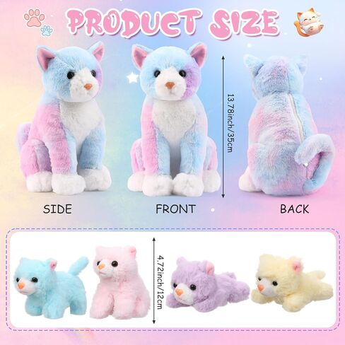 Hydren 5 PCS Easter Cat محشوة حيوان مع 4 قططات ، 13.78 بوصة قطة الأم الفخمة الكبيرة مع الأطفال في الداخل في حقيبة سستة ، Ragdoll Cat محشو هدايا محددة لحفلة عيد ميلاد بوي فتاة (رمادي) in Saudi Arabia