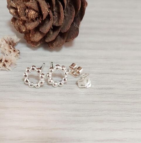Dainty Gold Circle Earrings - Minimal Small Open Circle Stud Posts - Designer Handmade in Kuwait