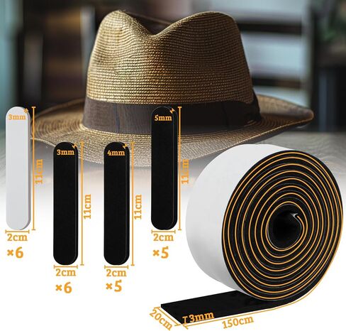 23 PCS HAT Sizers for Size Love -Size - إدراج ضابط القبعة لجعل ملاءمة أصغر حجماً ، إدراج مخفض في حجم القبعة ، لفة شريط الرغوة ذاتية اللصق ، شرائط ملائمة مناسبة للقبعة الصلبة ، أغطية مختلفة in Saudi Arabia