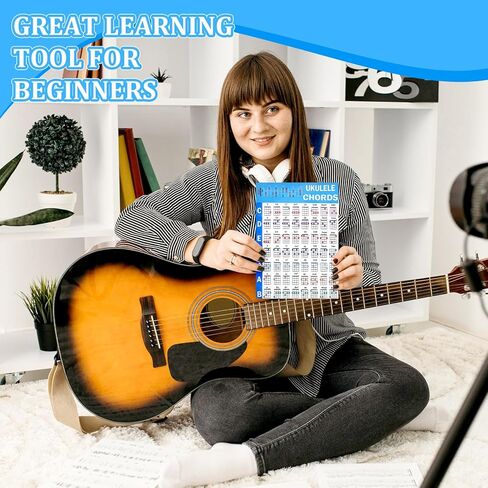 13 PCS kuulele chord chart chart ورقة الغش مع ملصقات مقياس kuulele 2 و 10 Felt Ficks توسع اللعب بسرعة للمبتدئين واللاعبين المتوسطين in Saudi Arabia