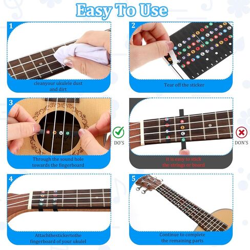 13 PCS kuulele chord chart chart ورقة الغش مع ملصقات مقياس kuulele 2 و 10 Felt Ficks توسع اللعب بسرعة للمبتدئين واللاعبين المتوسطين in Saudi Arabia