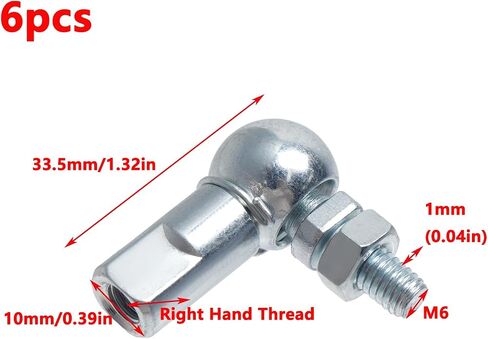 intrader intrader throol thread ball head ind ind ind ، 6pcs m5 x 0.8mm lead join in ind end ind int m5 left thread ball socket internes carbal angle ball consist intern in Saudi Arabia