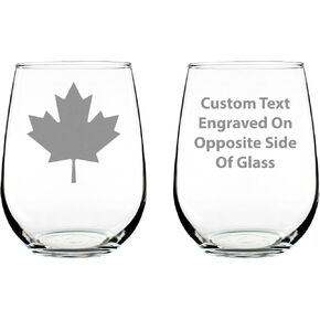 Canada Maple Leaf Stemless Wine Glass - Canadian Flag Gifts and Decor for Women and Men - Large 17 Oz Glasses in Saudi Arabia