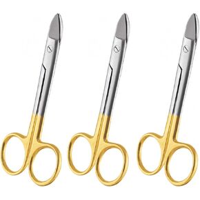 3PCS Gold Handle Crown Beebee Scissor Dental Instruments 4.25 Curved - Manicure, Nails, Sewing, Embroidery, Felt Cutting in Saudi Arabia