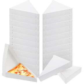 50 PCS Bizza Slice Slice ، وحاويات شريحة فطيرة وشرائح البيتزا حاوية تخزين - صواني مثلث الورق المقوى الأبيض المتاح للبيتزا الفردية ، والكعك والمزيد ، 9.65 "L x 7.28" W x 1.77 "H in Kuwait
